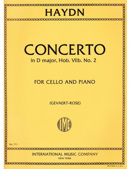 HAYDN J.-Concerto in D Major (Hob.VIIb/2) for Cello and Piano (Gevaert/Rose)