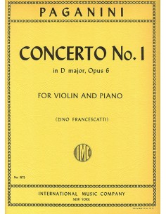 PAGANINI N.-Concerto No. 1 Op.6 in D Major for Violin and Piano (Inc. Cadences) (Francescatti)