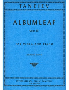 TANEYEV S.-Album Sheets Op.33 per Viola e Pianoforte (Davis)