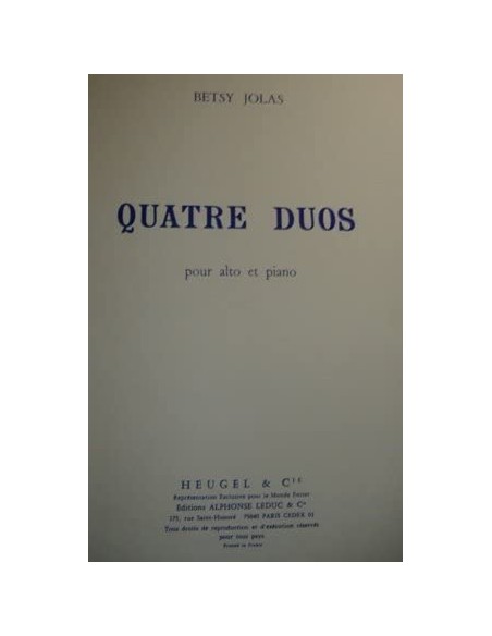 JOLAS B.-Duos (4) per viola e pianoforte