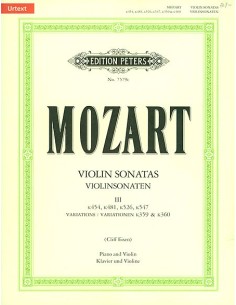 MOZART W.A.-Sonates intégrales 3ème pour violon et piano (Urtext) (Eisen)