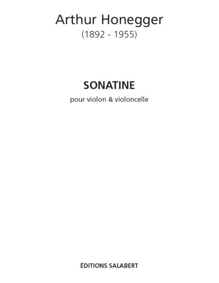 HONEGGER A.-Sonatina per violino e violoncello