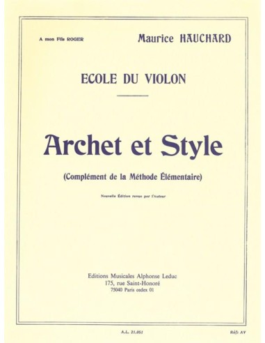 HAUCHARD M.-Archet et Style per Violino