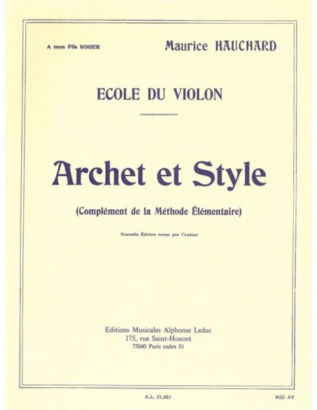 HAUCHARD M.-Archet et Style per Violino