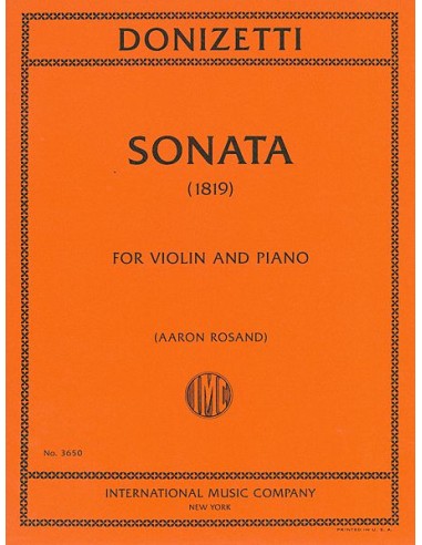 DONIZETTI G.-Sonata in C Major (1819) for Violin and Piano (Rosand)
