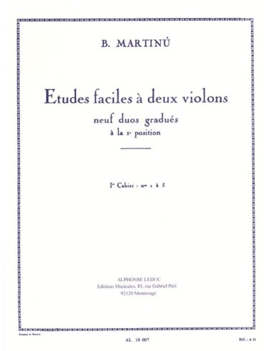MARTINU B.-Easy Studies 1° per 2 Violini