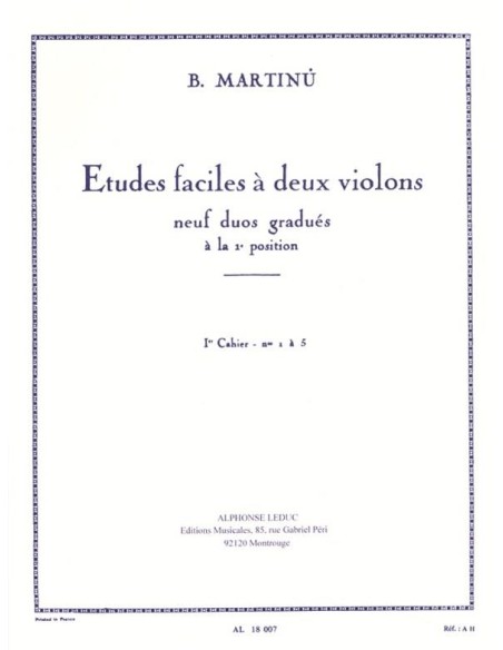 MARTINU B.-Easy Studies 1st for 2 Violins