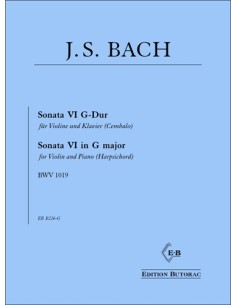 BACH J.S.-Sonata n. 6 in Sol maggiore (BWV:1019) per violino e pianoforte
