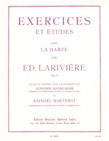 LARIVIERE E.-Übungen und Studien Op.9 für Harfe