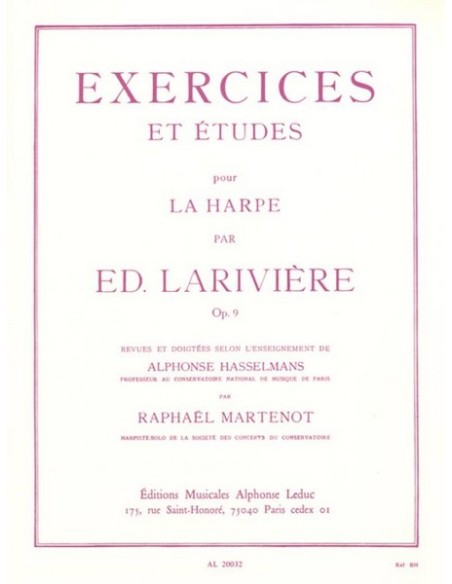 LARIVIERE E.-Übungen und Studien Op.9 für Harfe