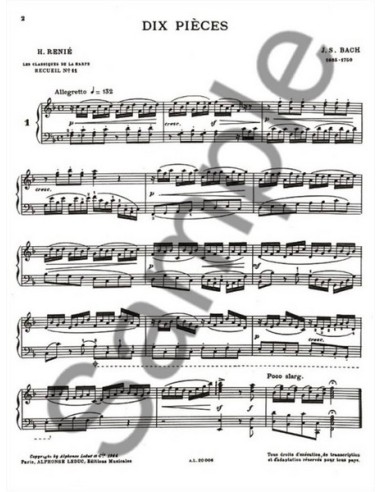 BACH J.S.-Stücke (10) für Harfe (Renie)