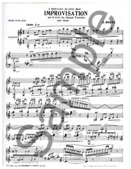 BOZZA E.-Improvisations sur le nom de Marcel Tournier per arpa