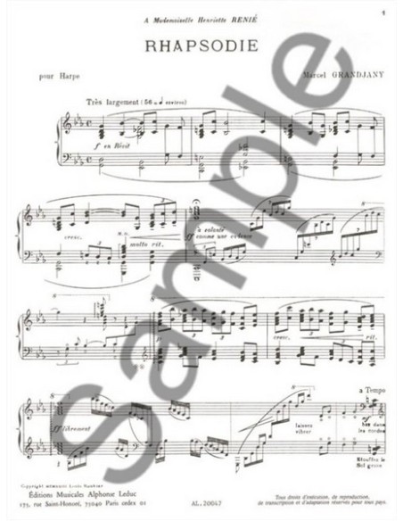 GRANDJANY M.-Rhapsodie für Harfe