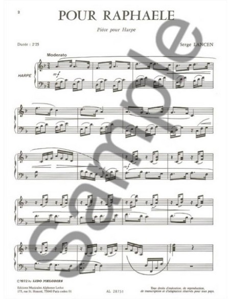 LANCEN S.-Pour Raphaele for Harp