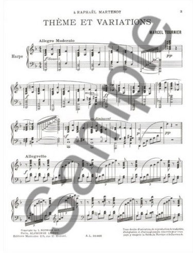 TOURNIER-Theme et Variations para Arpa