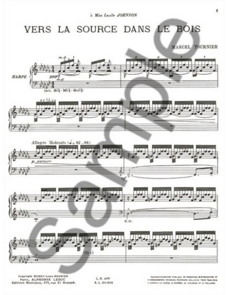 TOURNIER-Vers la Source dans le Bois pour Harpe