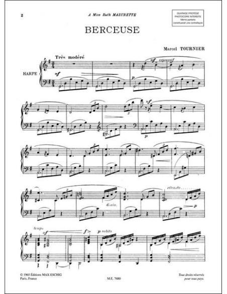 TOURNIER-Berceuse per Arpa