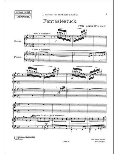 BAZELAIRE P.-Fantasia per Arpa e Pianoforte