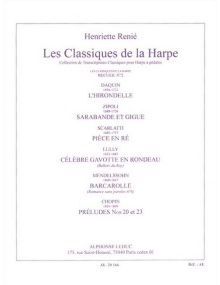 RENIE H.-Classique Harpe Vol.2 per Arpa