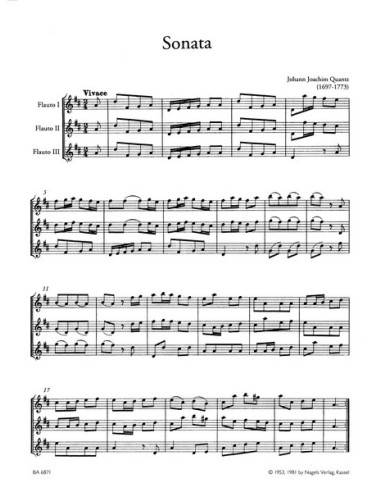 QUANTZ J.J.-Sonate pour 3 flûtes (Doflein)