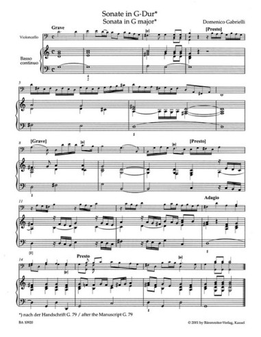 GABRIELLI D.-uvres complètes pour violoncelle (Urtext) (Hoffmann)