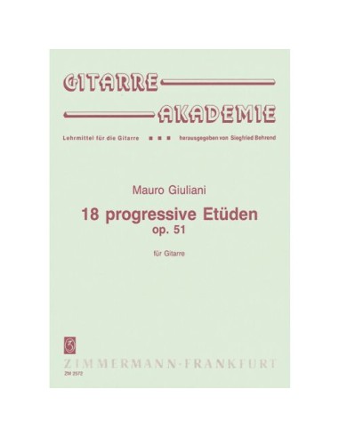 GIULIANI M.-Progressive Studies (18) Op.51 for Guitar (Behrend)