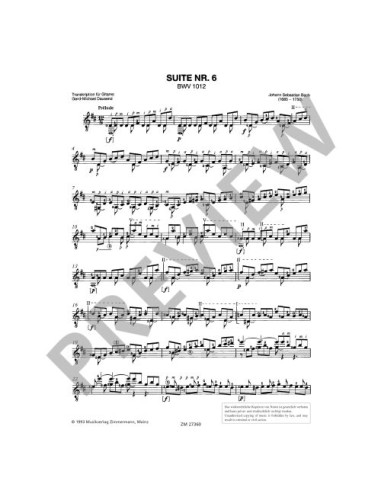 BACH J.S.-Suite n. 6 (BWV:1012) per chitarra (Dausend)