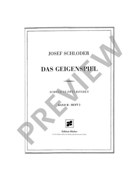 SCHLODER J.-Das Geigenspiel (Method) Vol.2º Part 2ª for Violin