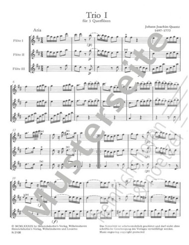 QUANTZ J.J.-Trios (2) for 3 Flutes (Zahn)