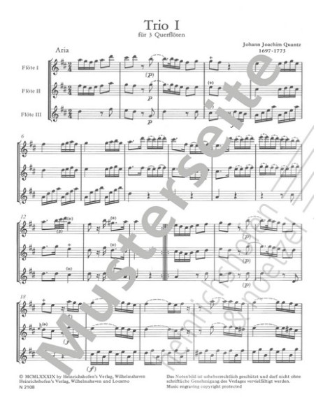 QUANTZ J.J.-Trios (2) für 3 Flöten (Zahn)