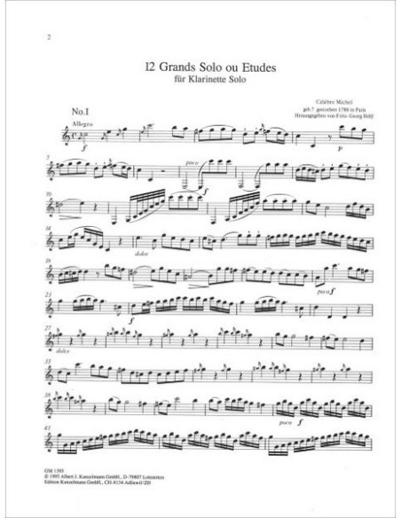 CELEBRE M.-Große Soli oder Etüden (12) für Klarinette