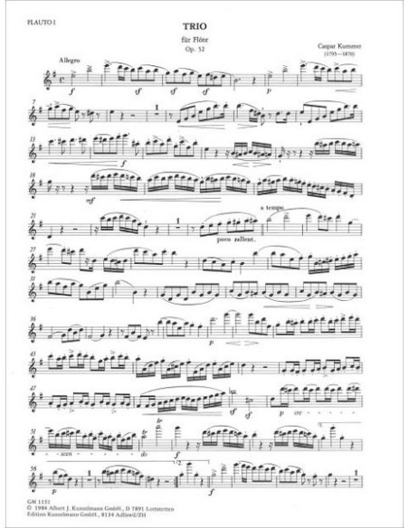 KUMMER K.-Trio Op.52 pour 3 flûtes
