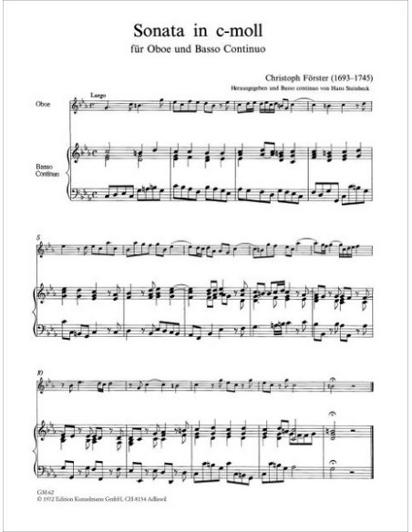 FORSTER C.-Sonata in Do minore per oboe e pianoforte (Steinbeck)