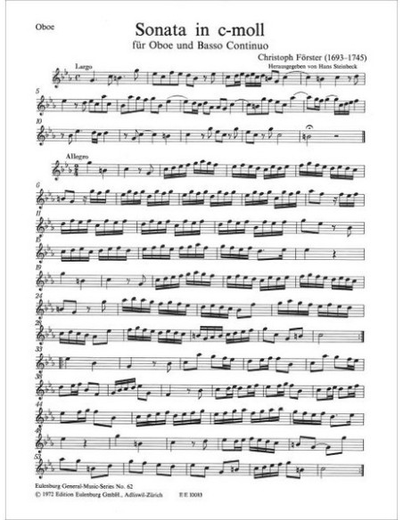 FORSTER C.-Sonata in Do minore per oboe e pianoforte (Steinbeck)
