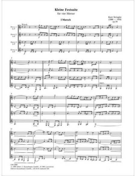 STRIEGLER K.-Kleine Festsuite per 4 corna