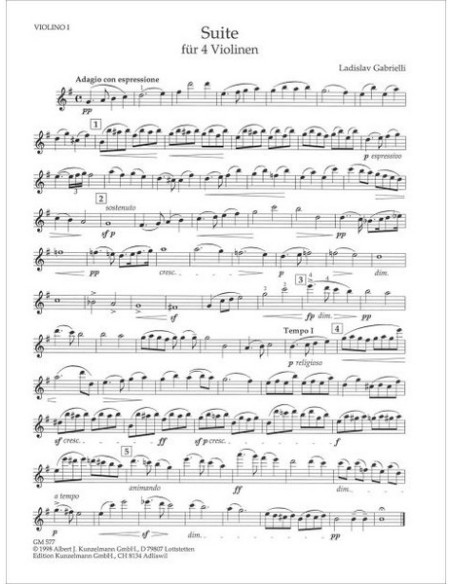GABRIELLI L.-Suite pour 4 violons