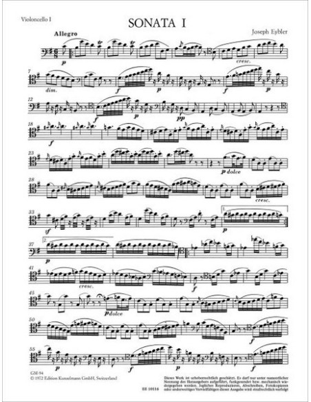 EYBLER J.-Sonates (2) Op.7 pour 2 violoncelles