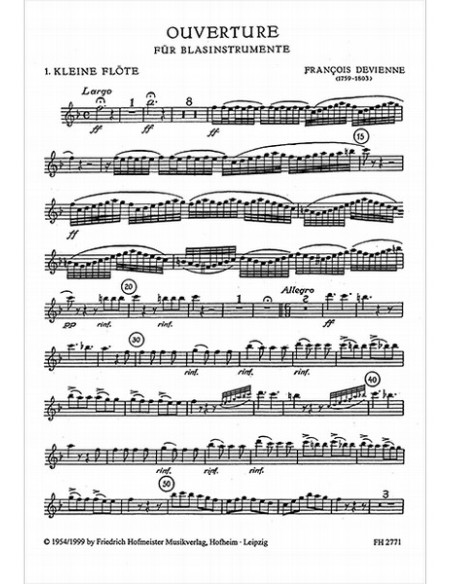 DEVIENNE F.-Overture for Wind and Percussion Group (Parts)