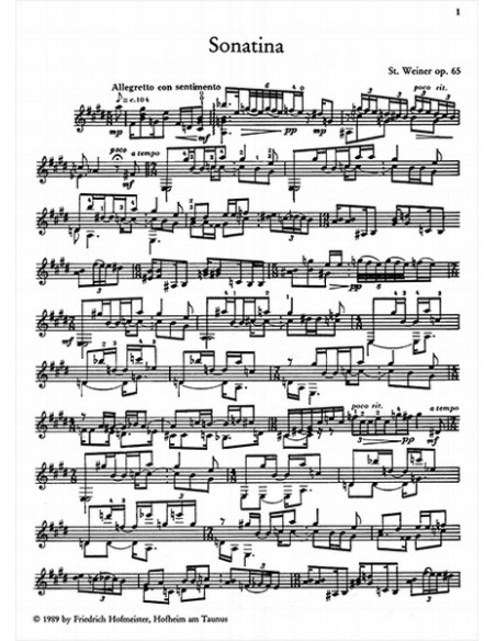 WEINER S.-Sonatina Op.65 per Chitarra