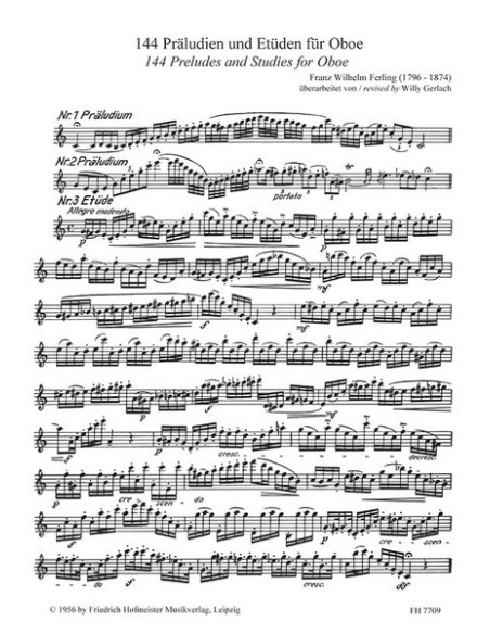 FERLING F.W.-Preludi e Studi (144) per Oboe (Gerlach)