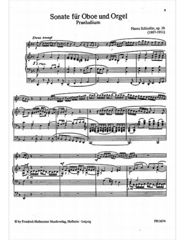 SCHINDLER H.-Sonata Op.38 per oboe e organo