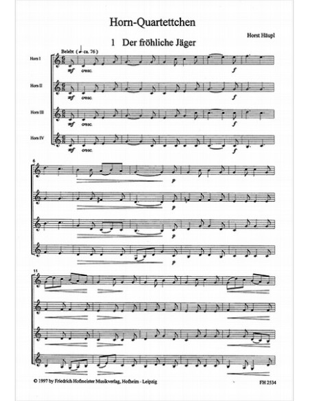 HAUPL H.-Hornquartettchen (3) para 4 Trompas