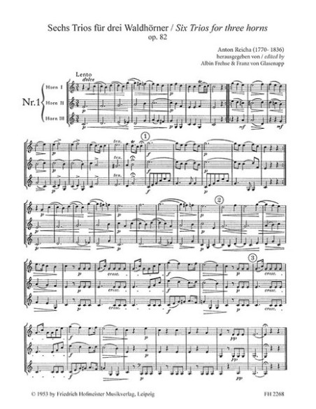 REICHA A.-Trii (6) Op.82 per 3 corni