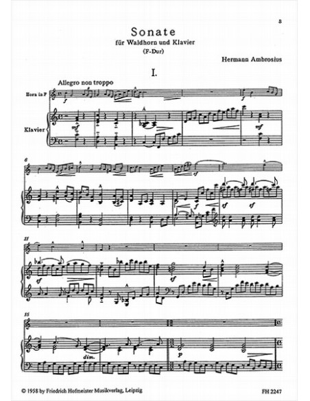 AMBROSIUS H.-Sonata in Fa maggiore per corno e pianoforte