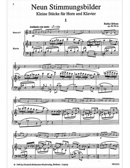 BOHME B.-Stimmungsbilder (9) per corno e pianoforte
