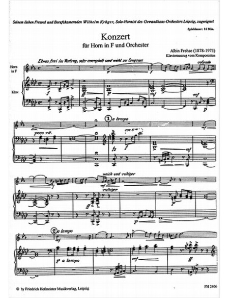 FREHSE A.-Concerto per corno e pianoforte