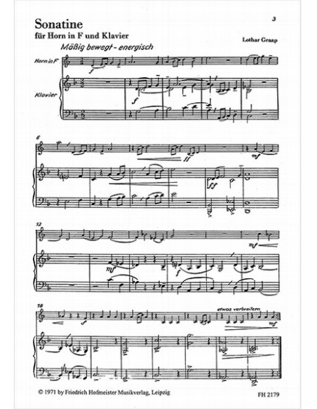 GRAAP L.-Sonatina per corno e pianoforte