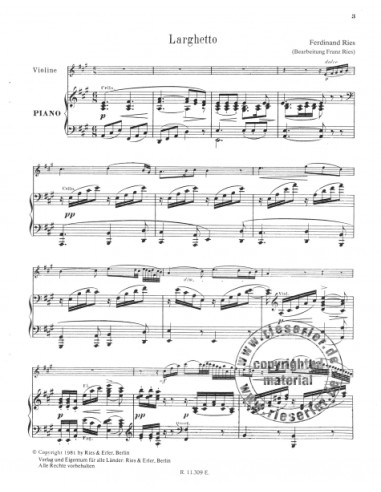RIES F.-Larghetto Op.24 for Violin and Piano