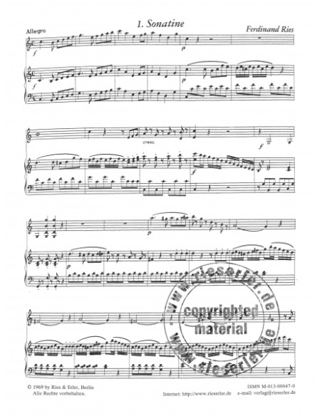 RIES F.-Sonatinas (3) Op.30 for Violin and Piano