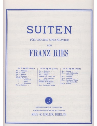 RIES F.-Gondoliera No. 4 belonging to Suite No. 3 Op.34 for Violin and Piano